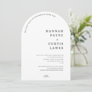 Arch minimalist, monochrome wedding invitation
