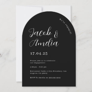 Arch Modern Black Engagement Party   Invitation