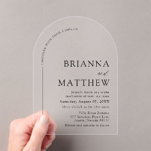 Arch Modern Black & White Minimalist Wedding Acrylic Invitations