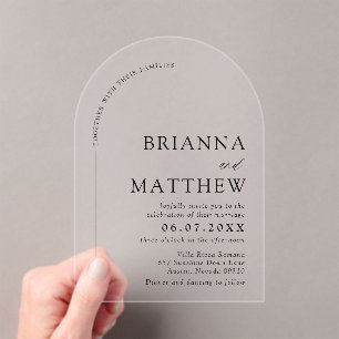 Arch Modern Black & White Minimalist Wedding Acrylic Invitations