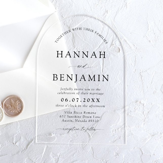 Arch Modern Black & White Minimalist Wedding Acrylic Invitations (Creator Uploaded)
