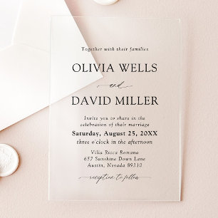 Arch Modern Black & White Minimalist Wedding Acrylic Invitations