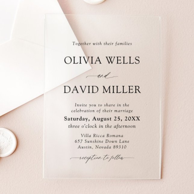 Arch Modern Black & White Minimalist Wedding Acrylic Invitations (Creator Uploaded)