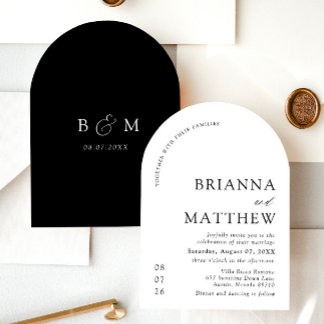Arch Modern Black & White Minimalist Wedding Invitation
