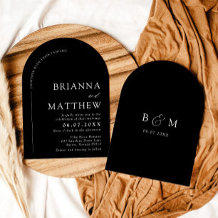 Arch Modern Black & White Minimalist Wedding Invitation