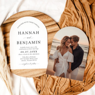 Arch Modern Black & White Minimalist Wedding Invitation