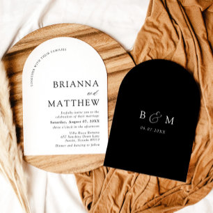 Arch Modern Black & White Minimalist Wedding Invitation