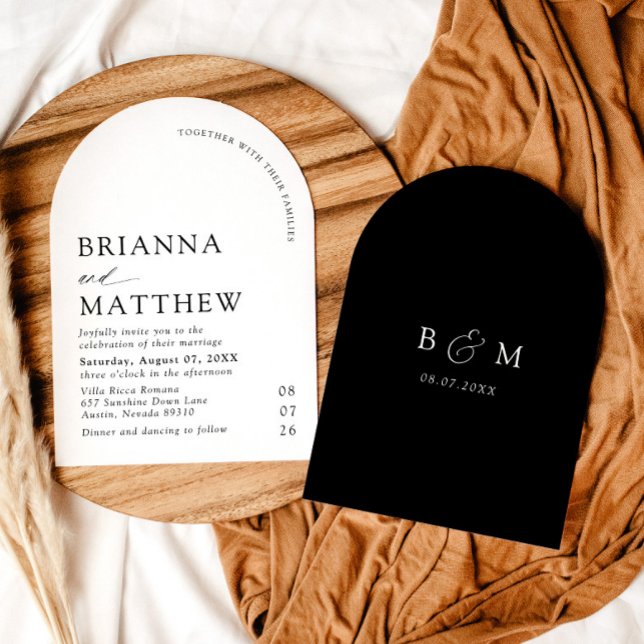 Arch Modern Black & White Minimalist Wedding Invitation (Arch Modern Black & White Minimalist Wedding Invitation)