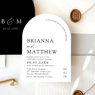 Arch Modern Black & White Minimalist Wedding Invitation