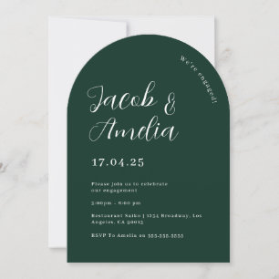 Arch Modern Green Emerald Engagement Party   Invitation