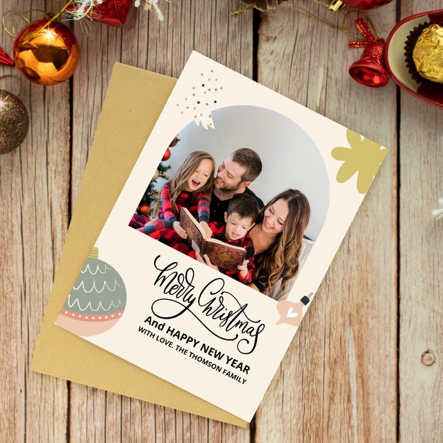 Arch Modern What a Year in Review Merry Christmas Card (merry christmas collage family photo collage year in review simple holiday photo minimalis christmas)