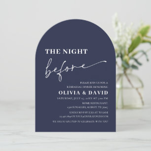 Arch Navy Blue The Night Before Rehearsal Dinner Invitation