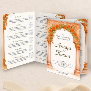 Arch of Orange Roses Hindu Wedding Program Flyer