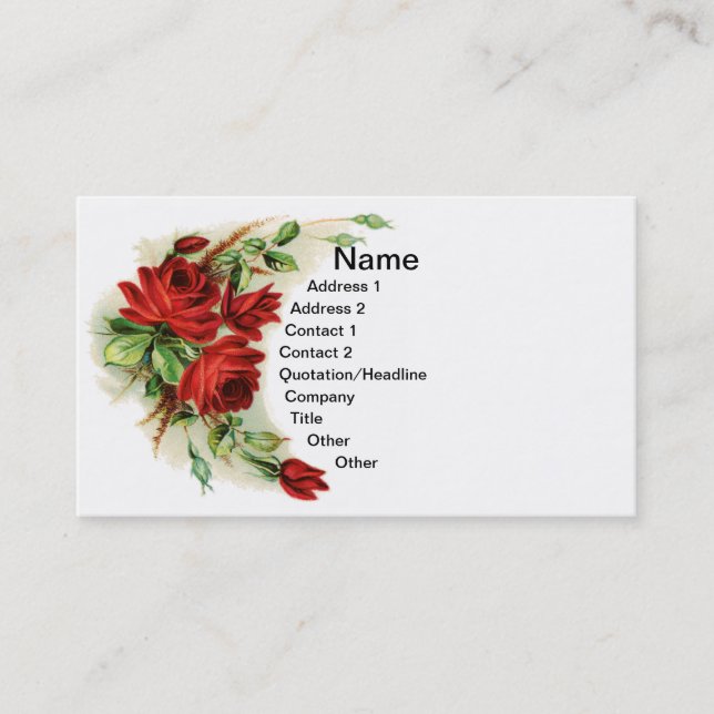 Arch of Roses Victorian Business Card (Front)