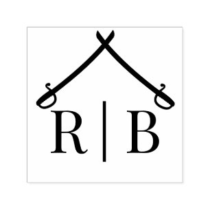 Arch of Sabres Military Wedding 2 Initial Monogram Self-inking Stamp