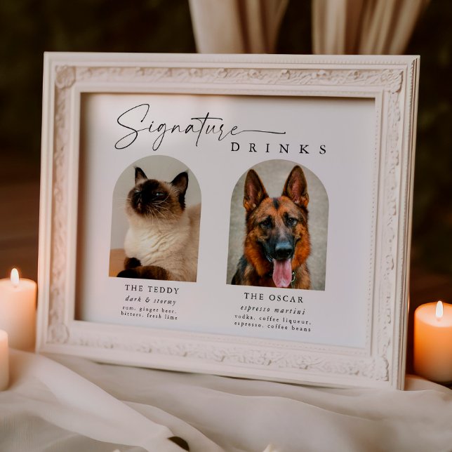 Arch Pet Photo Signature Drinks Wedding Bar Sign (Creator Uploaded)