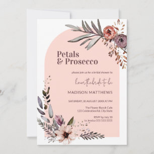 Arch Petals & Prosecco Pink Floral Bridal Shower Invitation