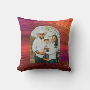 Arch Photo Abstract Orange Purple Gold Pattern Cushion