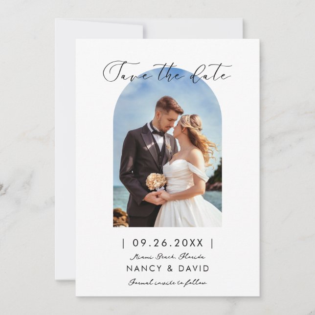 Arch Photo Beach Wedding  Save The Date (Front)