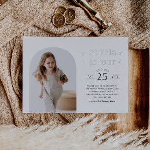 Arch Photo Birthday Invitation Landscape Silver