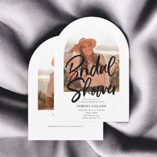 Arch Photo Brush Calligraphy Bridal Shower Invitation