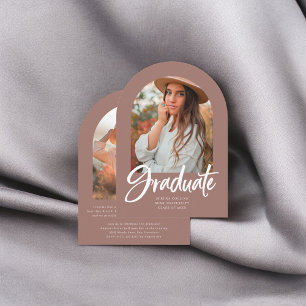 Arch Photo Brush Calligraphy Graduation Invitation
