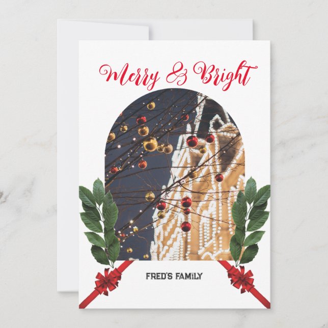 Arch photo elegant merry christmas holiday card (Front)