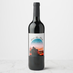 arch photo grey boho save the date QR modern Wine Label