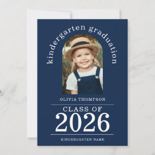 Arch Photo Kindergarten Graduate 2025 Navy Blue Announcement