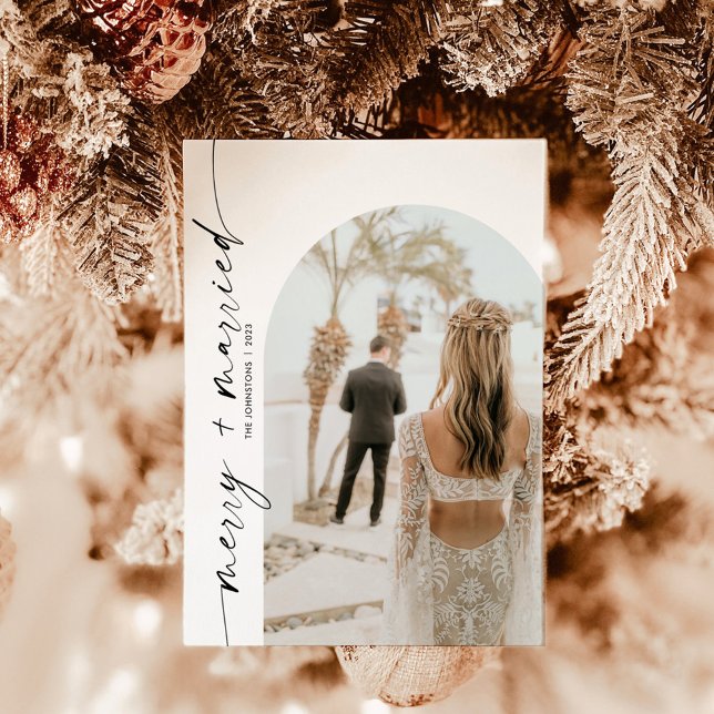 Arch Photo Merry & Married Holiday Christmas Card (Creator Uploaded)
