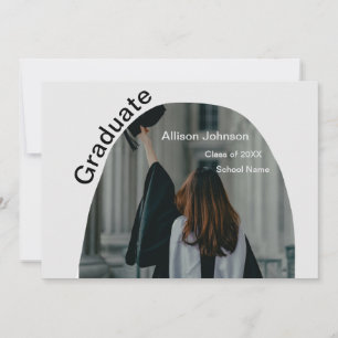 arch photo modern elegant simple graduation party invitation