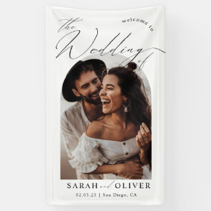 Arch Photo Modern Script Wedding Welcome Banner
