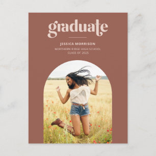 Arch Photo Modern Typography Rust 2025 Graduation Postcard