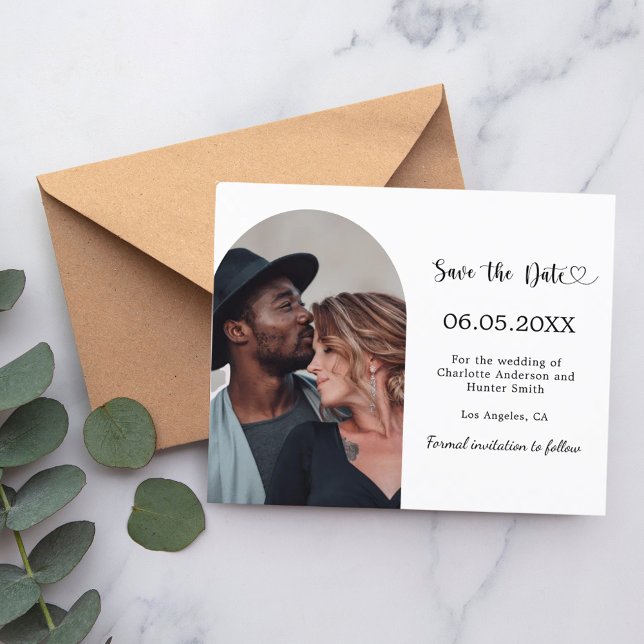 Arch photo modern wedding Save the Date card (Creator Uploaded)