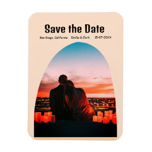 arch photo orange boho save the date QR modern Magnet