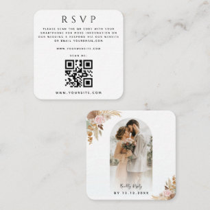 Arch Photo Pampas Grass Boho QR Code Wedding RSVP Enclosure Card