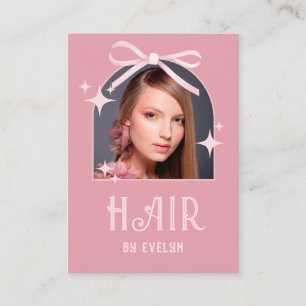 Arch Photo Pink Bow Hair QR Code Business Card