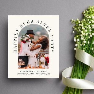 Arch Photo QR Code Cream Wedding Reception Invite