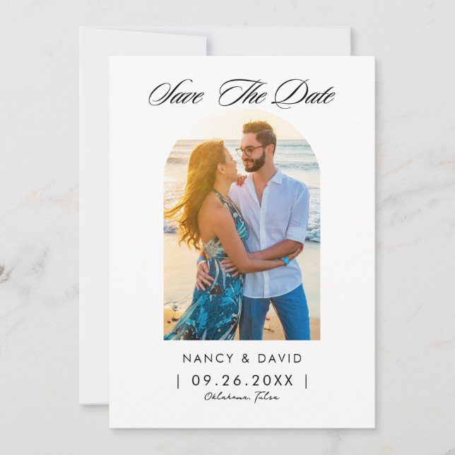 Arch Photo Qr Code Wedding  Save The Date (Front)