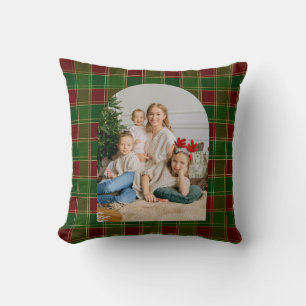 Arch Photo Red Green Plaid Christmas Cushion