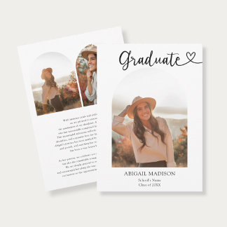 Arch Photo Script with Heart Graduation Announcement