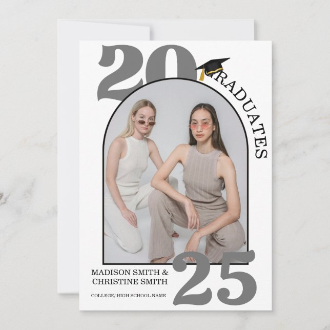 Arch Photo Twin College High School Graduation Announcement (Front)