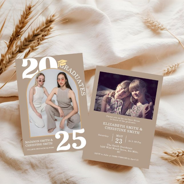 Arch Photo Twin College High School Graduation Invitation (Creator Uploaded)
