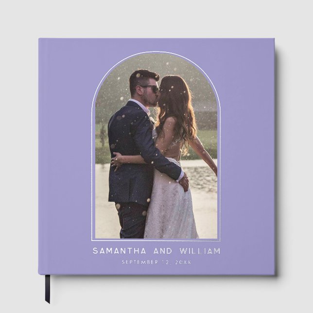 Arch Photo Typography Elegant Wedding Guest Book (Front)