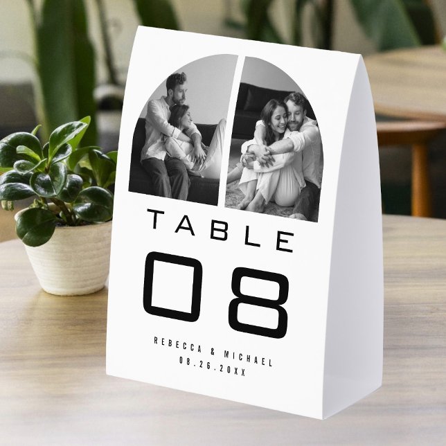 Arch Photo Wedding Black and White Table Number (Creator Uploaded)