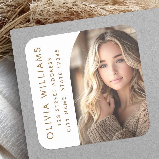 Arch photo white grad graduation return address square sticker (Arch photo white grad graduation return address square sticker)