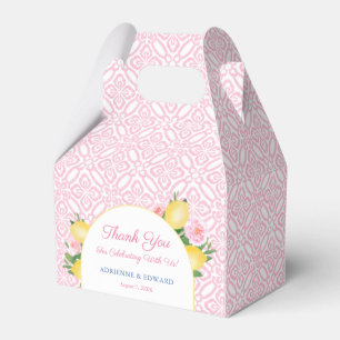 Arch Pretty Pink Flowers & Lemons Wedding Shower Favour Box