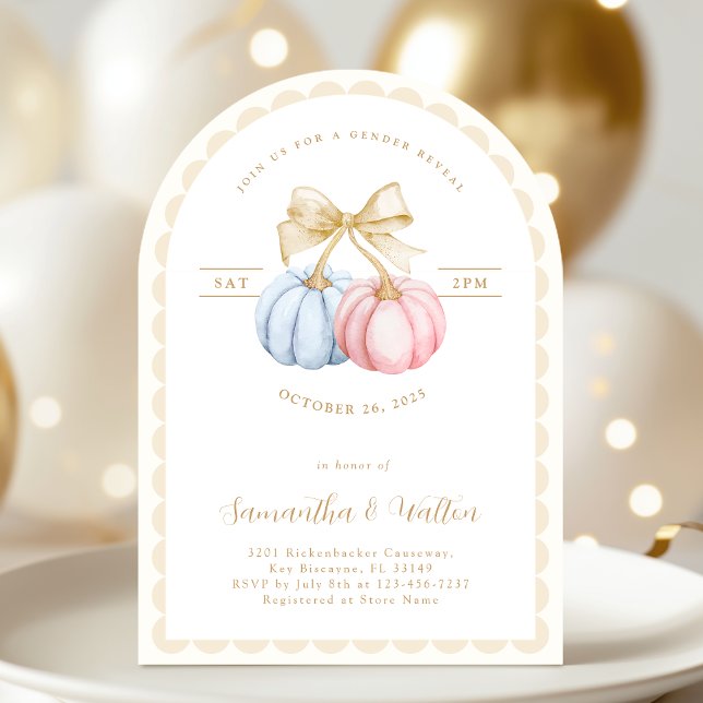 Arch Pumpkins Gender Reveal Party Invitation (Creator Uploaded)