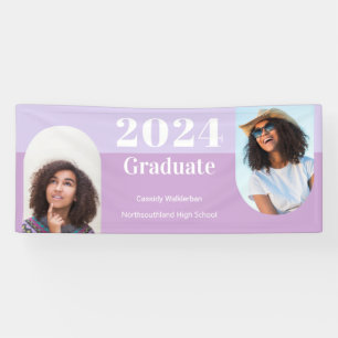 Arch Purple Two Photo Graduation Banner