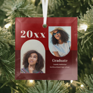 Arch Red Photo Graduation Glass Tree Decoration